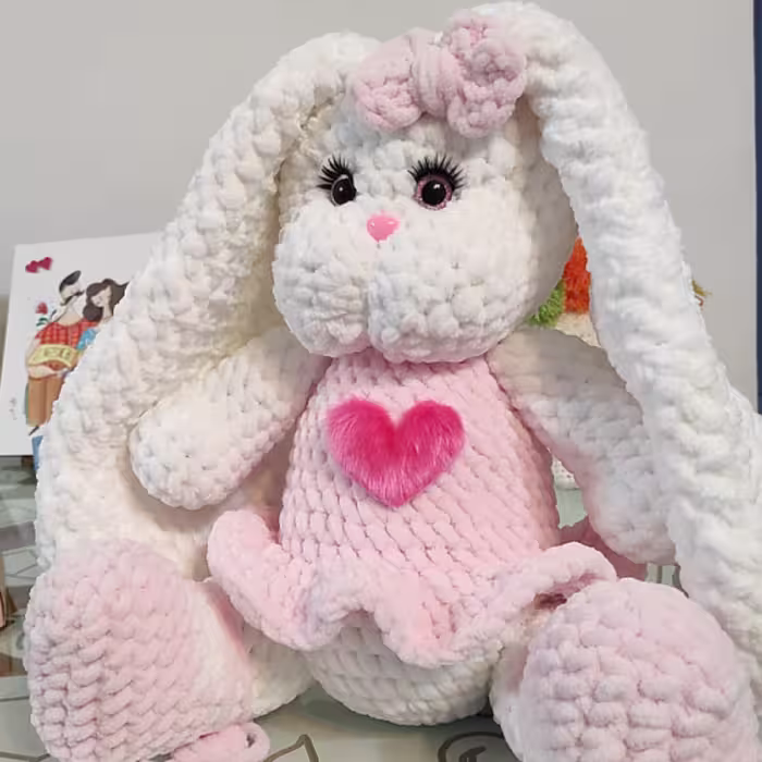 عروسک خرگوش مخمل بافتنی - 45 Cm