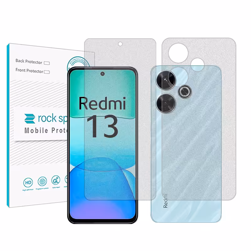 گلس محافظ صفحه نمایش و پشت گوشی سامسونگ Redmi 13 مدل نانو هیدروژل مات (گیمینگ) برند راک اسپیس کد SS