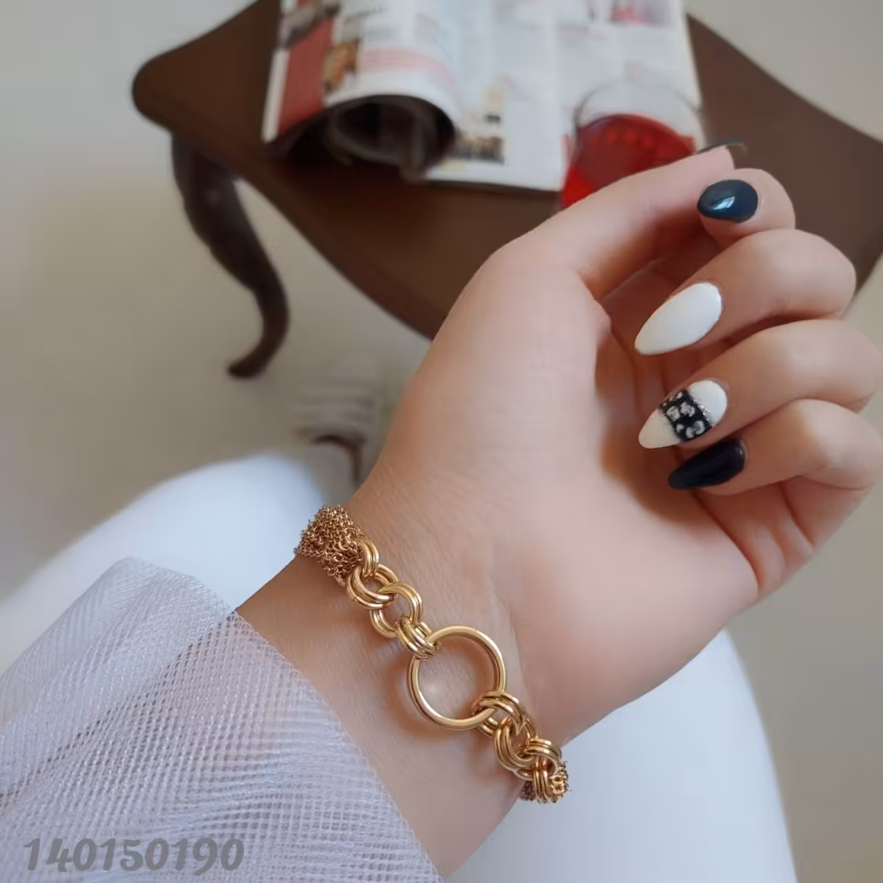 دستبند نگین دار طرح طلا.برند ژوپینگ.رنگ ثابت.ضدحساسیت.آبکاری طلا 3