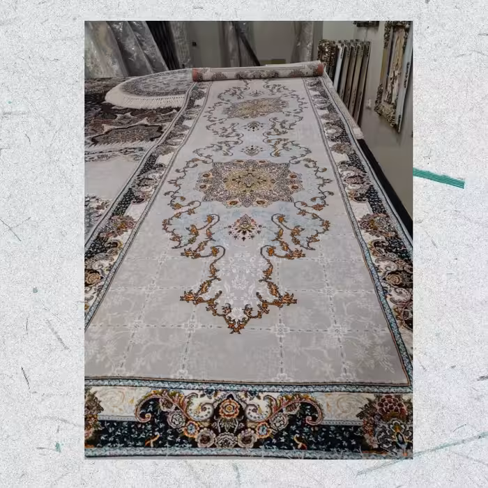 فرش  کناره ، 1 در 3 متر، طرح هیوا رنگ فیلی،زیبا، ماشینی 700 شانه، تراکم 2550، نخ  آکرولیک،