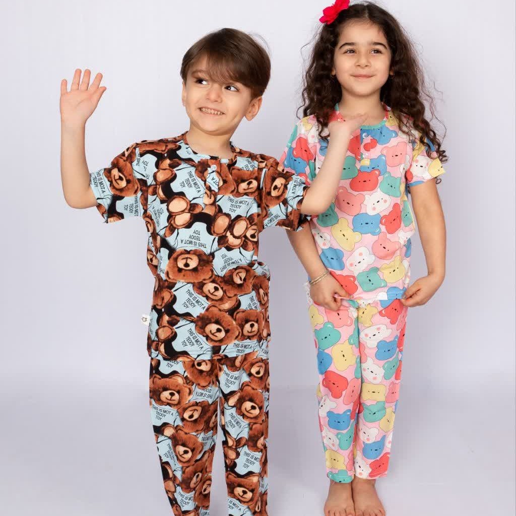 بلوز شلوار (دوتیکه)  راحتی نخی خانگی تدی