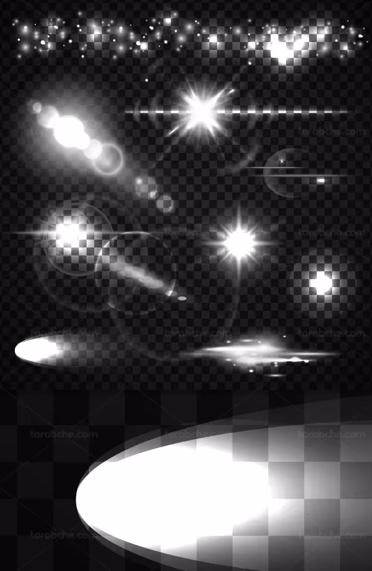 وکتور انواع افکت نور سفید بدون زمینه | گرافیک با طعم تربچه
