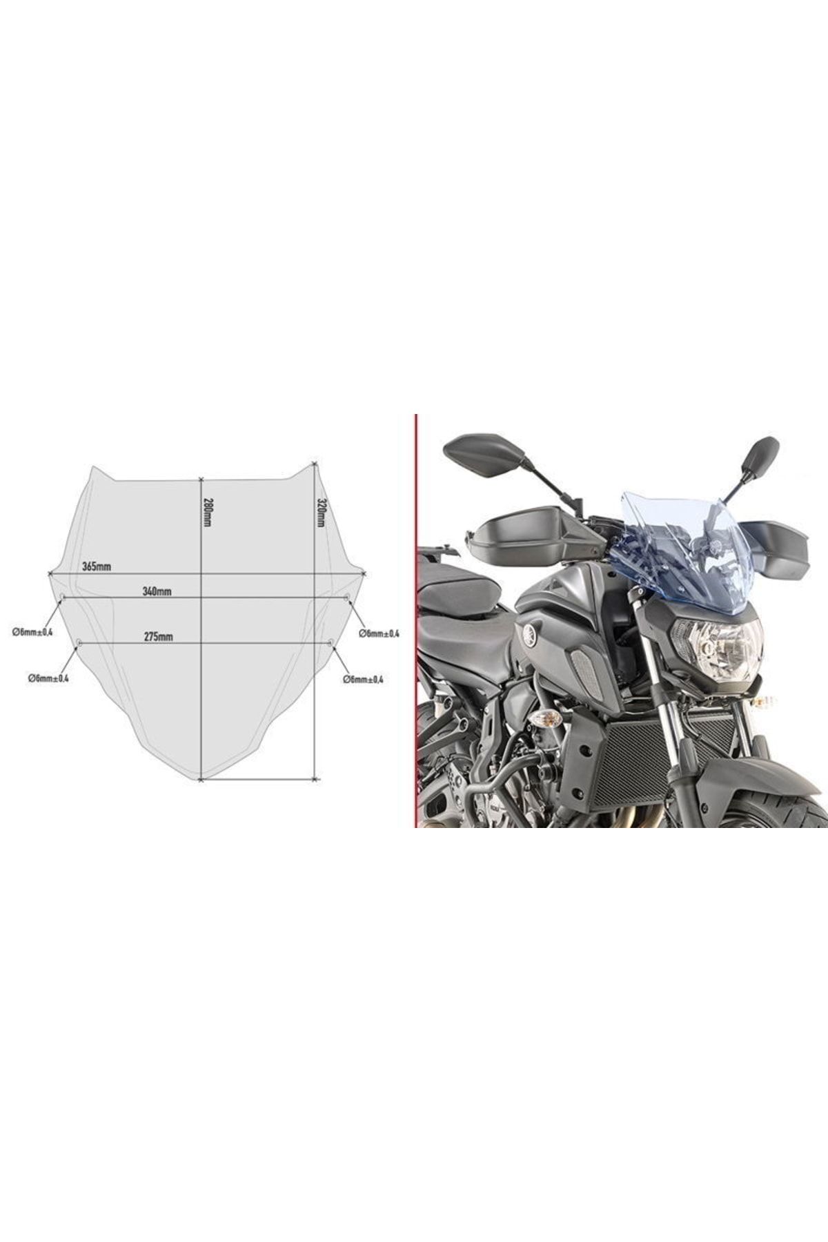 شیشه جلو موتورسیکلت اتومبیل A2140BL YAMAHA MT 07 Givi
