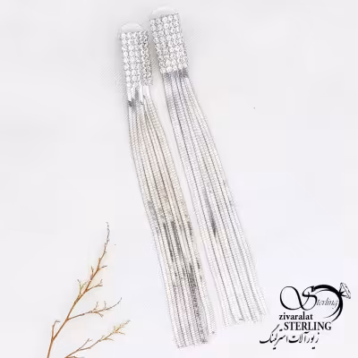 گوشواره جواهری آویز ماری کد 12201