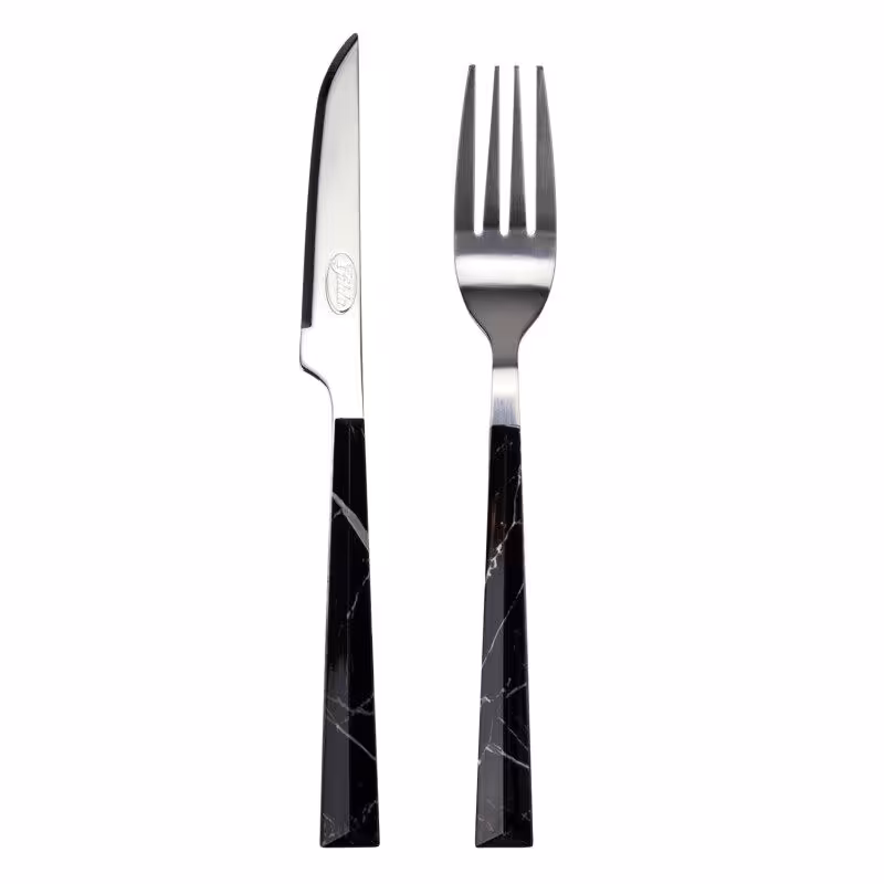 ست کارد و چنگال میوه خوری 12 پارچه گیلدا طرح سنگ کد 5020 مشکی