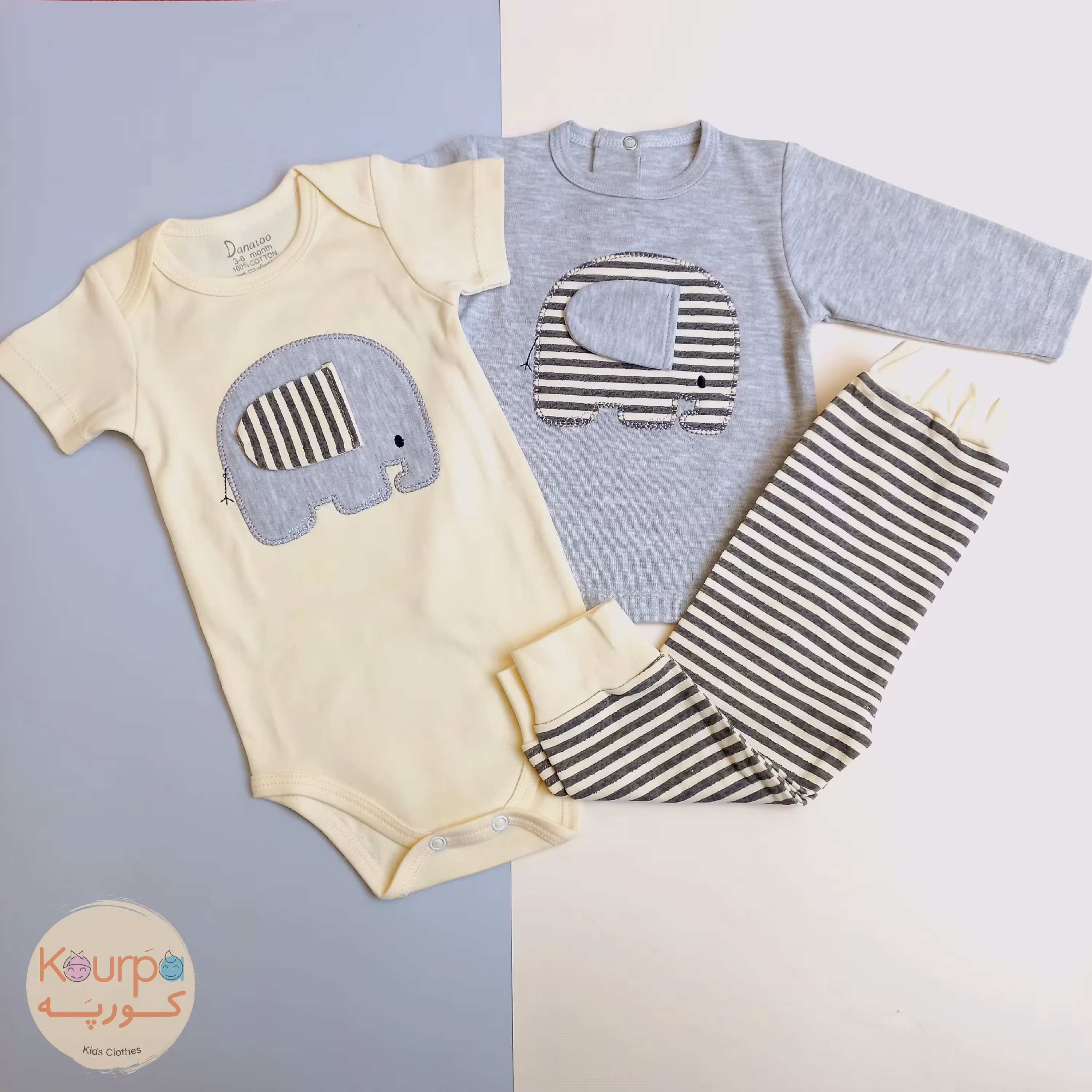 فیل راه راه(سه تیکه دانالو)جنس نخ پنبه ضد حساسیت