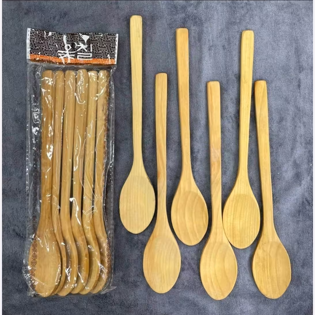 قاشق چوبی بامبو 6 عددی 24 سانتی