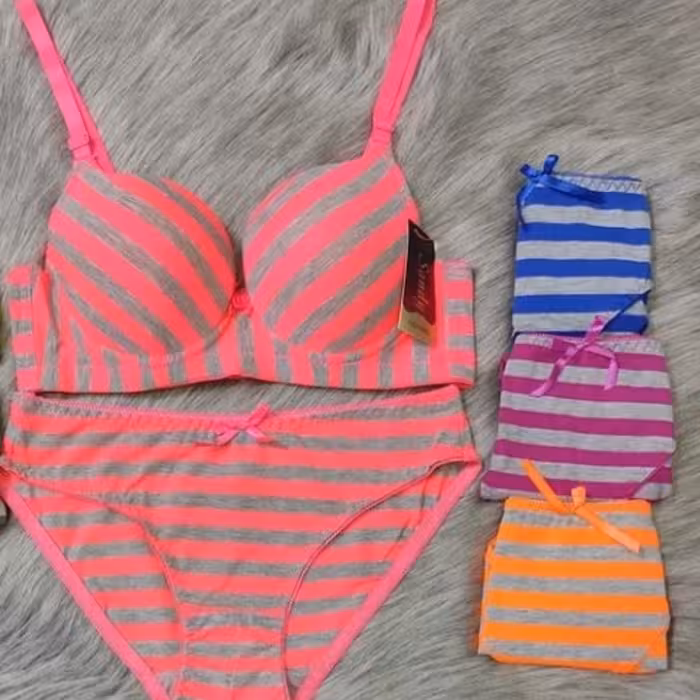 ست لباس زیر ، جنس نخی درجه یک ، در رنگهای فسفری ، نارنجی ، صورتی و بنفش