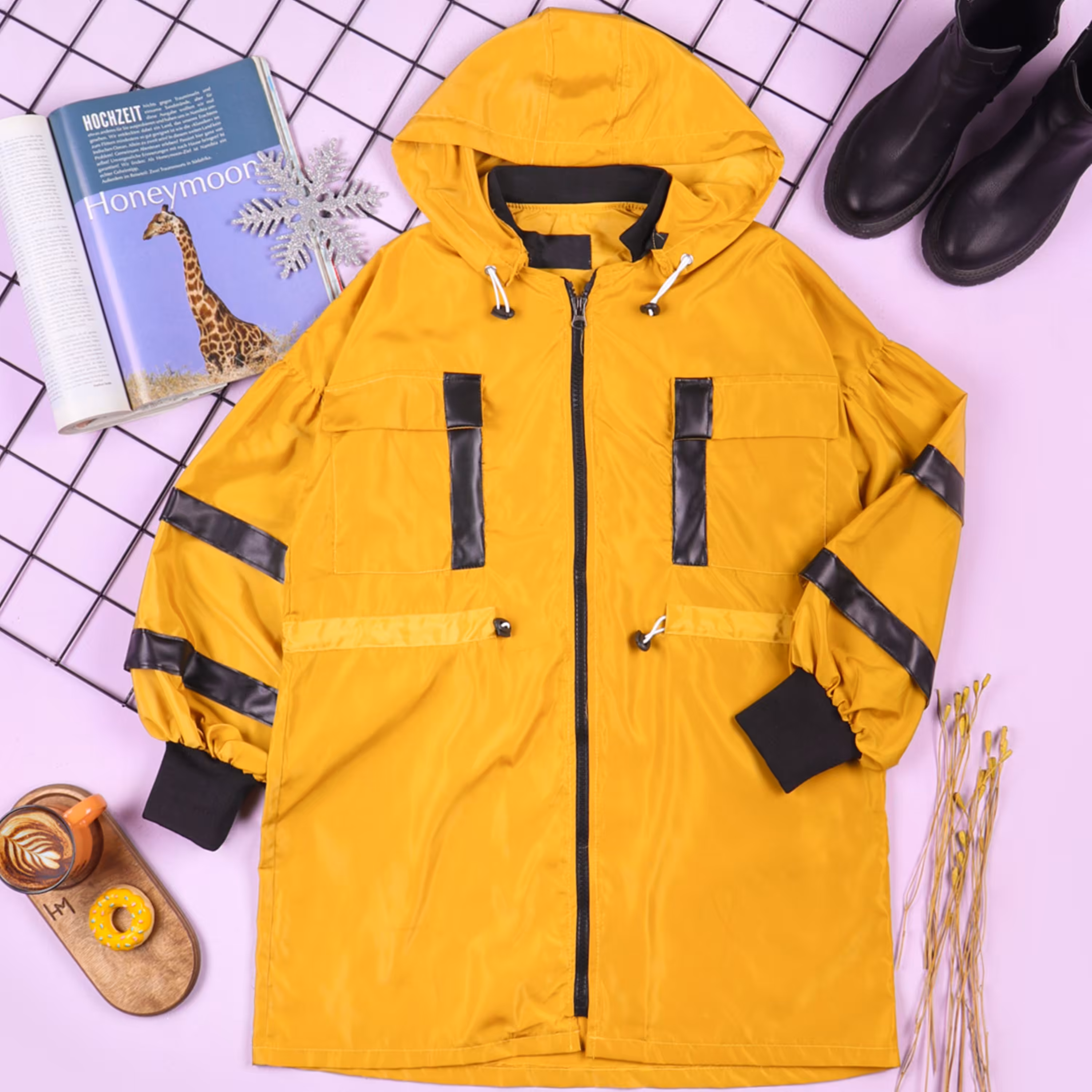 مانتو بارانی چرم دار کد 3049504