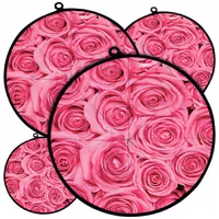 دمکنی ست چهار تکه پارچه ای مخمل دو رو چاپ طرح گل صورتی سایز 20، 25، 30 و 35 مدل B21-1007 شرکت رنس