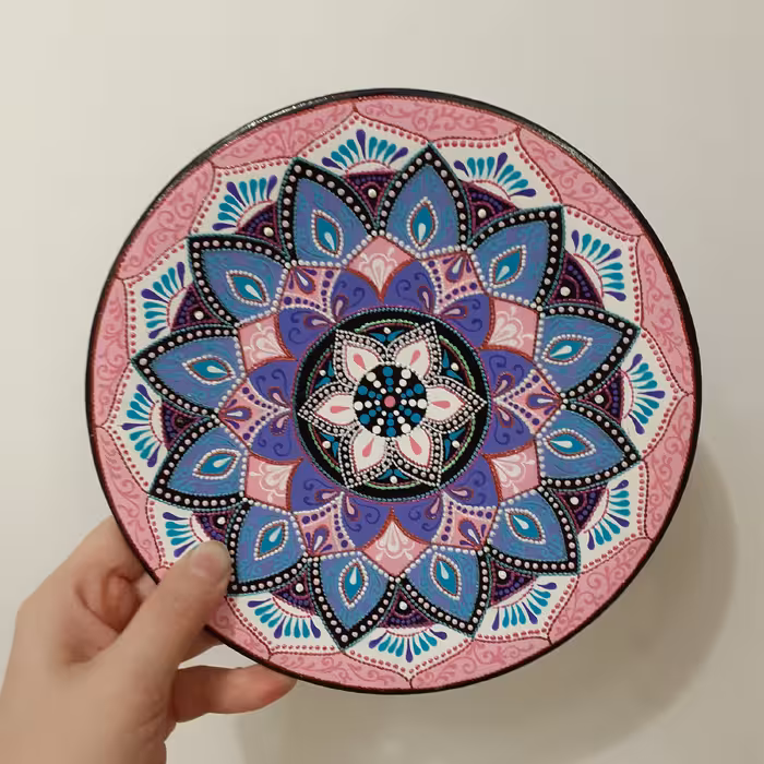 بشقاب سفالی طرح ماندلا