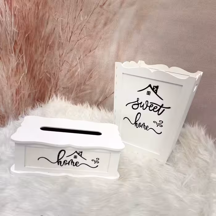 سطل و جادستمال چوبی سوئیت هوم سفید