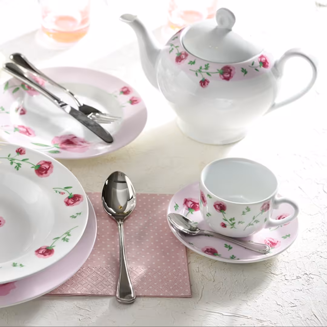 سرویس چینی زرین طرح پینک رز (درجه عالی) سرویس 102 پارچه 12 نفره - ارسال رایگان با باربری به مرکز استان مقصد