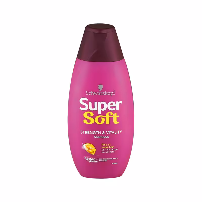 شامپو تقویت کننده و درخشان کننده شوارتزکف مدل Supersoft Strength and Vitality حجم 400 میل