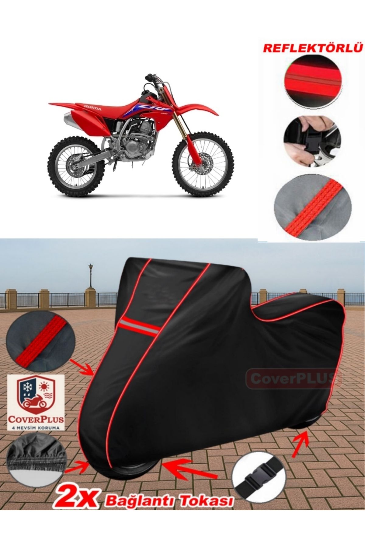 چادر موتورسیکلت قرمز HONDA CRF 150 R TWANDA مشکی MOTOCIET TENDE COVER TENT بخیه CoverPlus