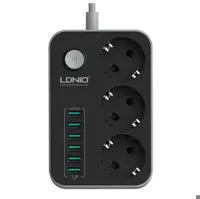 چند راهی 3 خانه برق الدینیو SE3631 با کابل 1 متری  شارژر USB