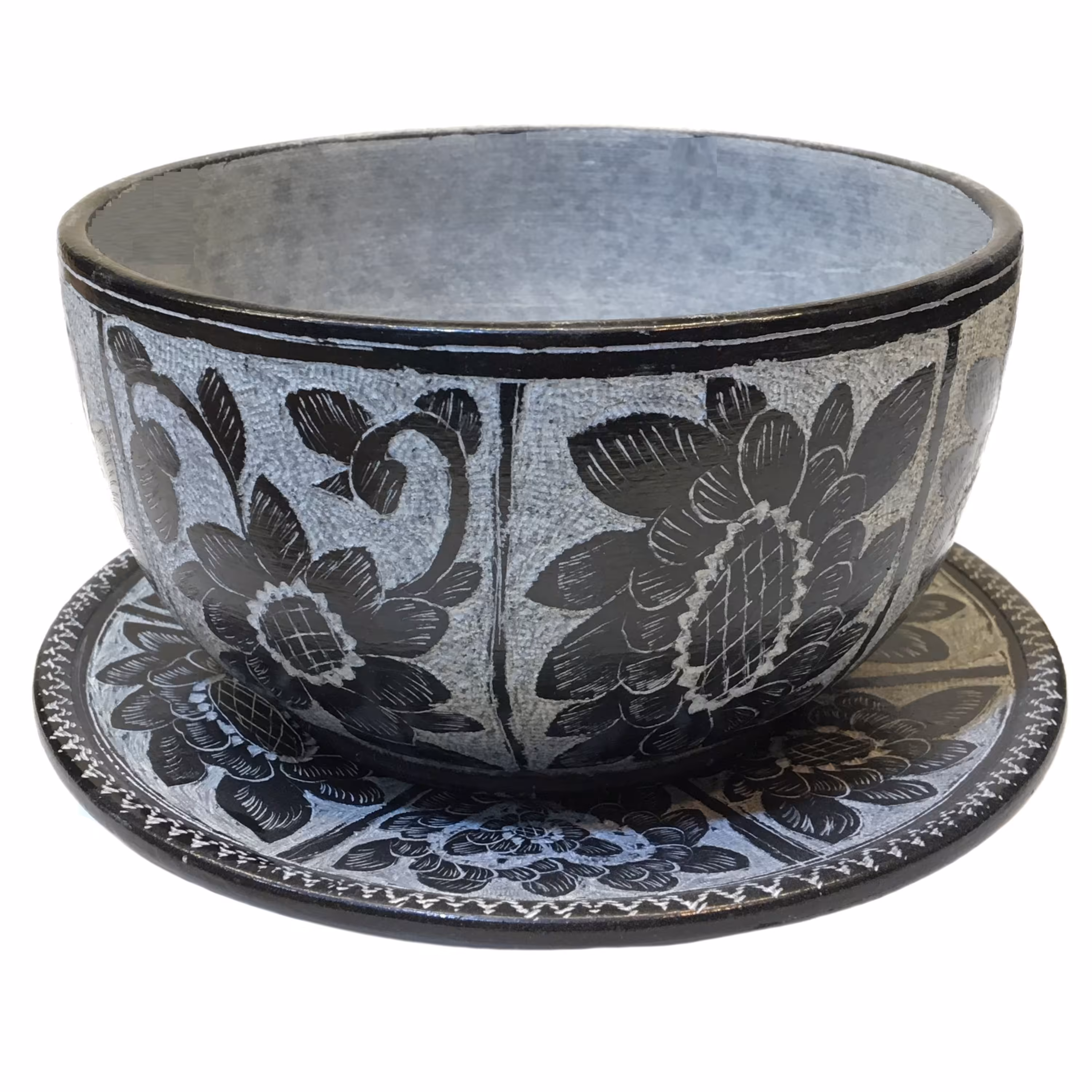 سِت کاسه بشقاب سنگی طرح گلبان