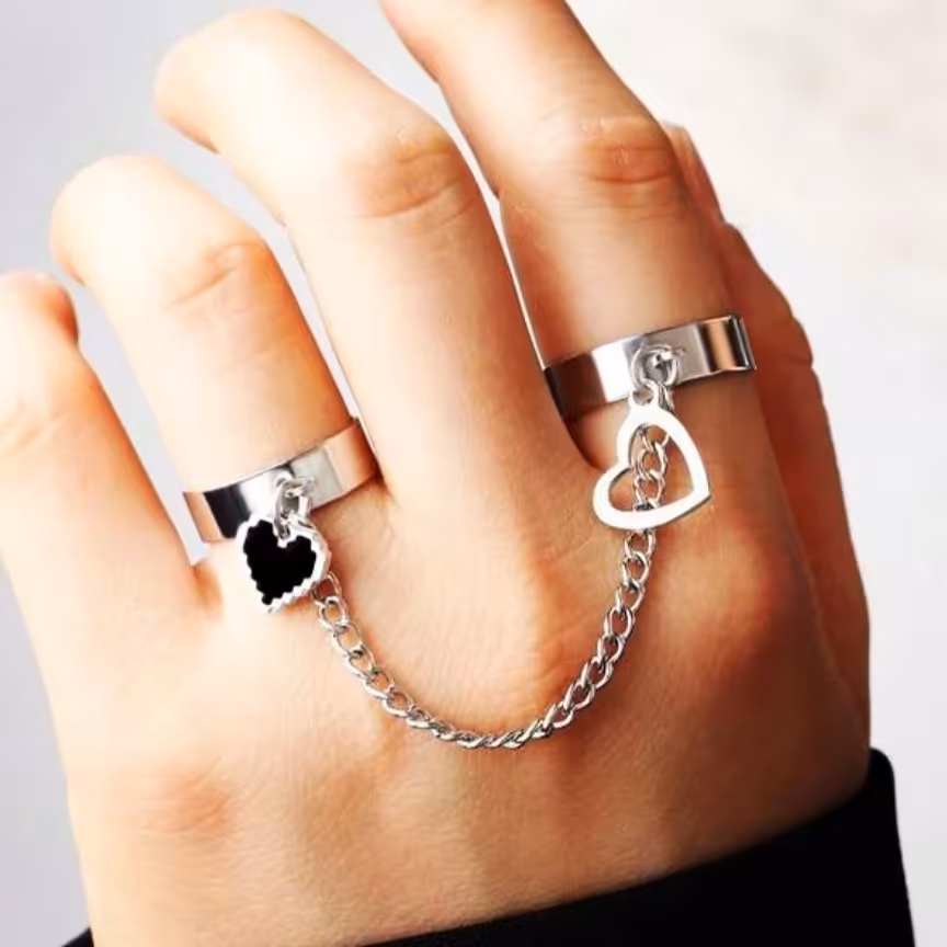 رینگ قلبی  دو لاین ،رنگ نقره ای ،بدون ایجاد حساسیت 