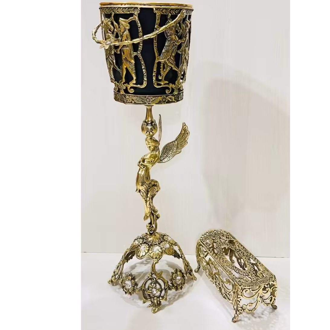 سطل و دستمال برنزی لاکچری وسنگین