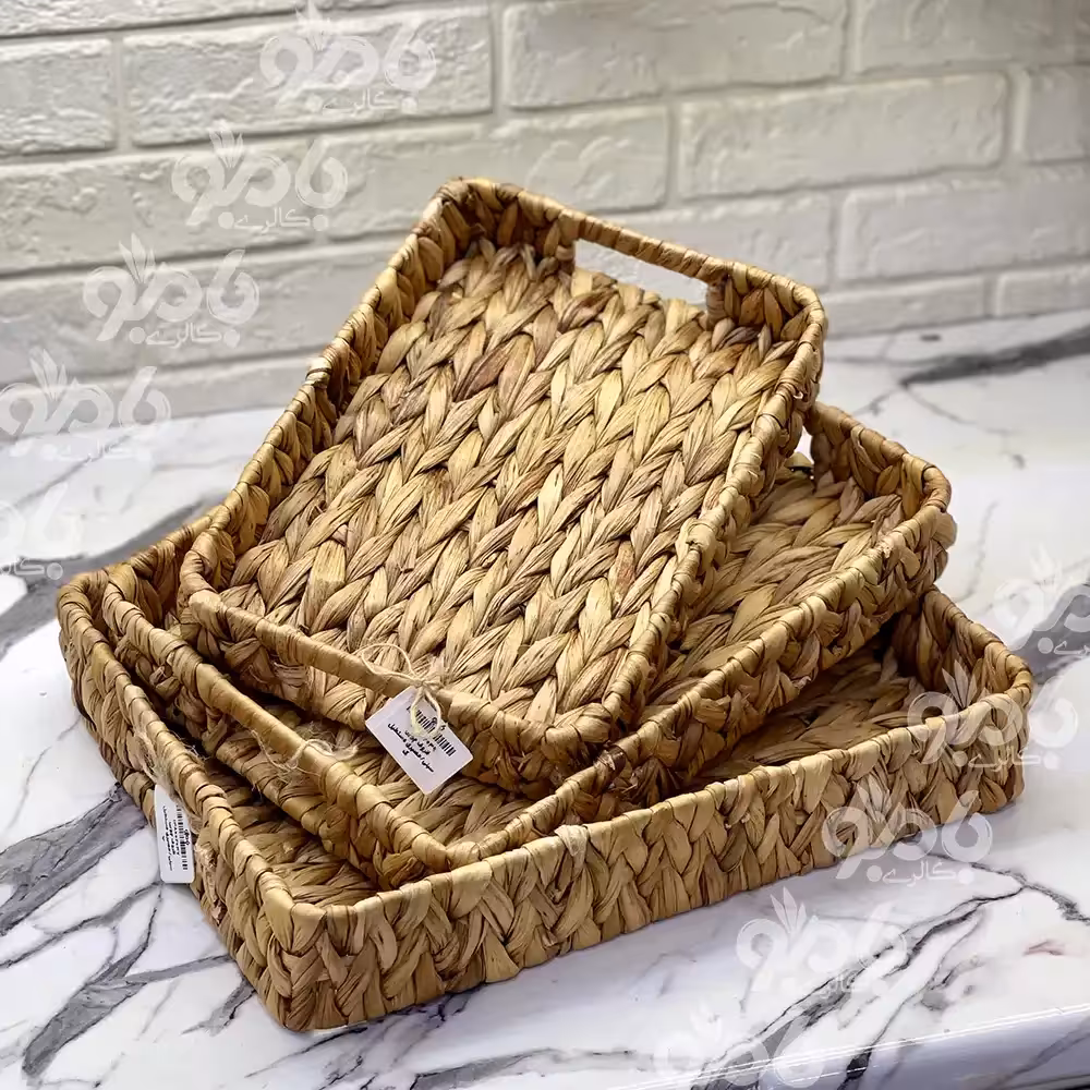 سینی حصیری مستطیل وارداتی ساده