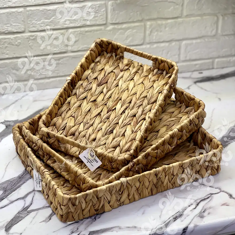 سینی حصیری مستطیل وارداتی ساده