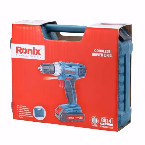 دریل پیچگوشتی شارژی 8014 رونیکس  دو باطری 14 ولتی لیتیوم یون 