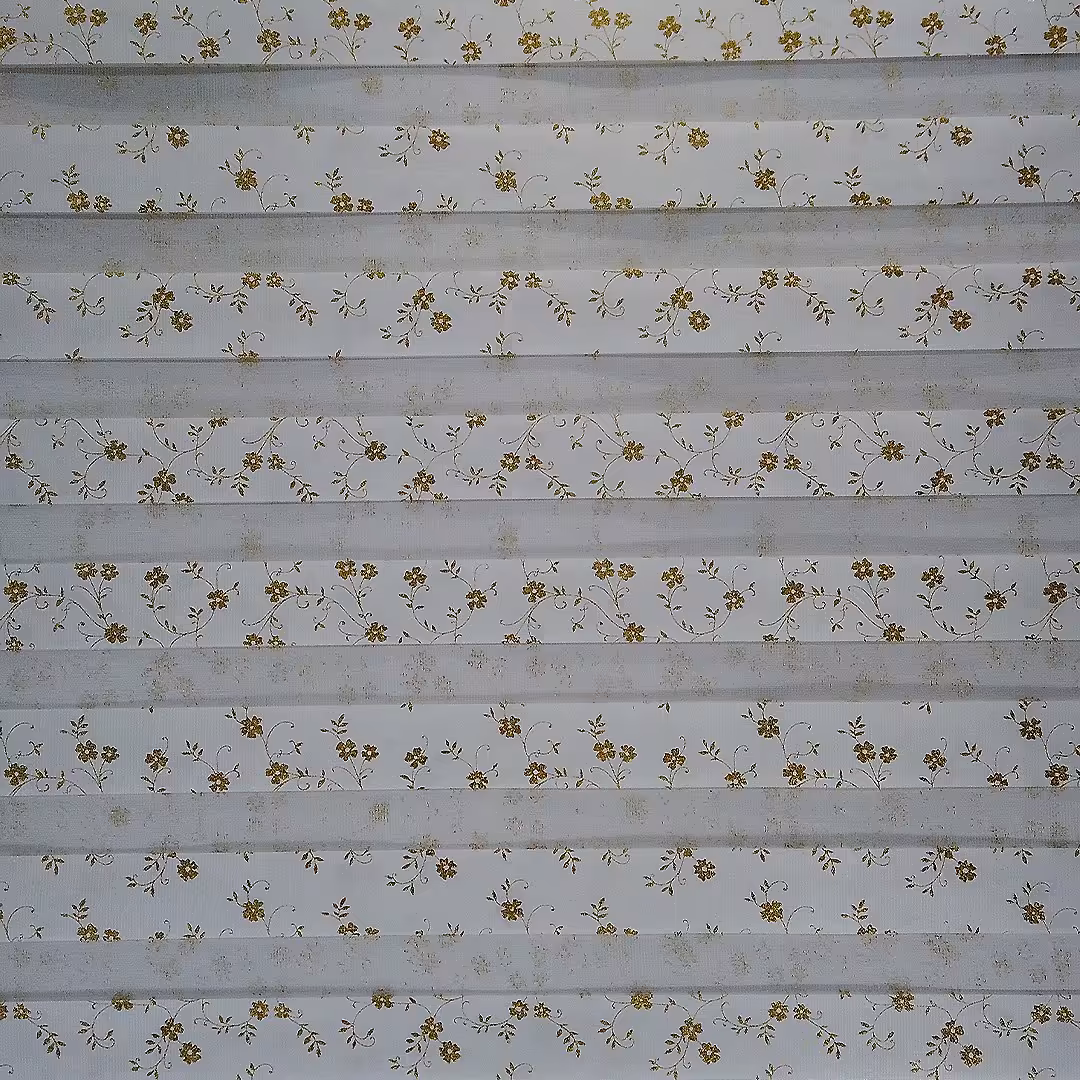 پرده زبرا جدید شاین دار  جدید مدل سایه روشن  رنگ سفید طلایی (متر مربع)