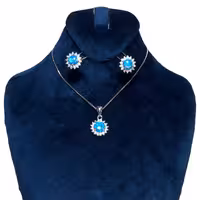 نیمست نقره 925 با روکش طلا سفید و نگین اوپال سنتتیک کد 18