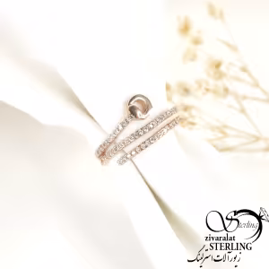 انگشتر مارپیچ رزگلد نگین کاری کد 8180