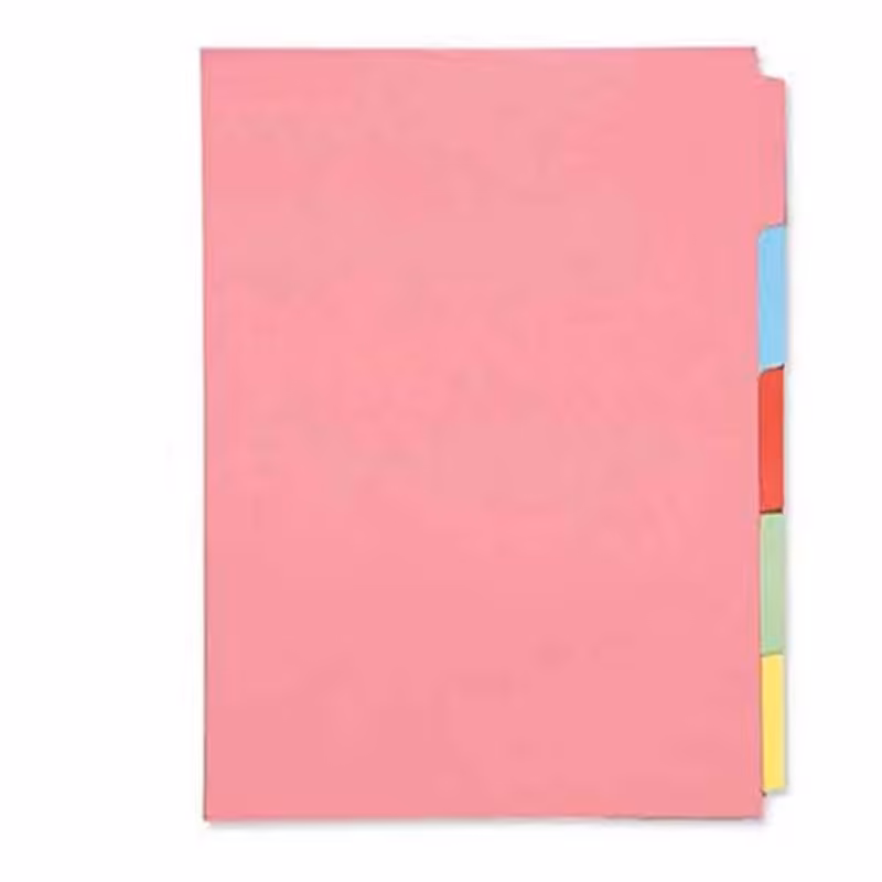 خرید دیوایدر مقوایی سایز A5 پنج رنگ 100 برگ