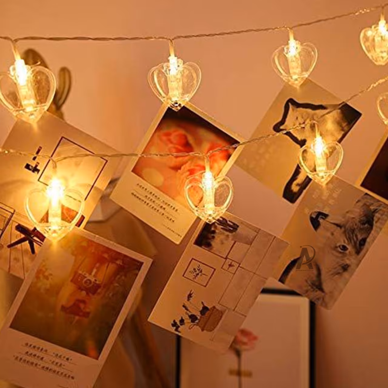 ریسه گیره عکس طرح قلب مخصوص آویز کردن عکس ها-ریسه فانتری و رمانتیک برای عکس ها