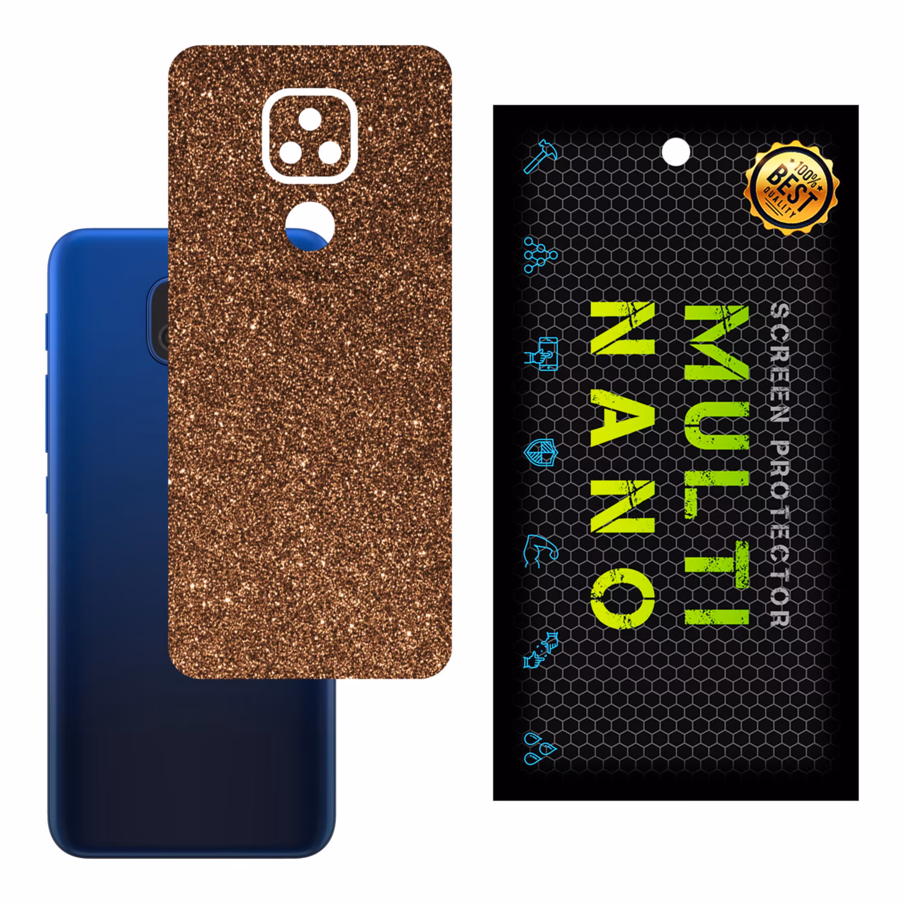 برچسب پوششی MultiNano مدل X-G1F-Bronze برای پشت موبایل موتورولا Moto E7 Plus