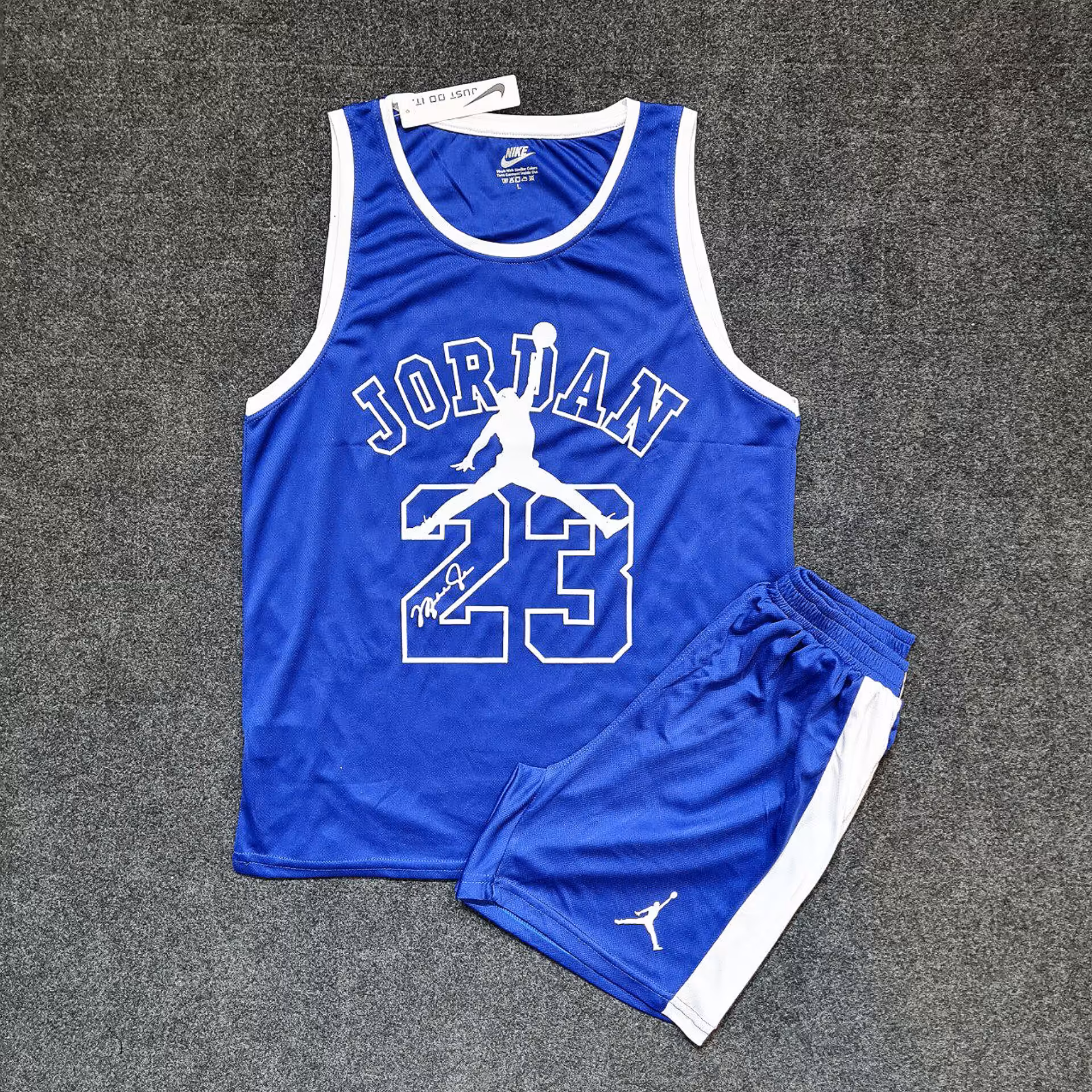 ست بسکتبالی سوزنی جردن 23 رنگ آبی