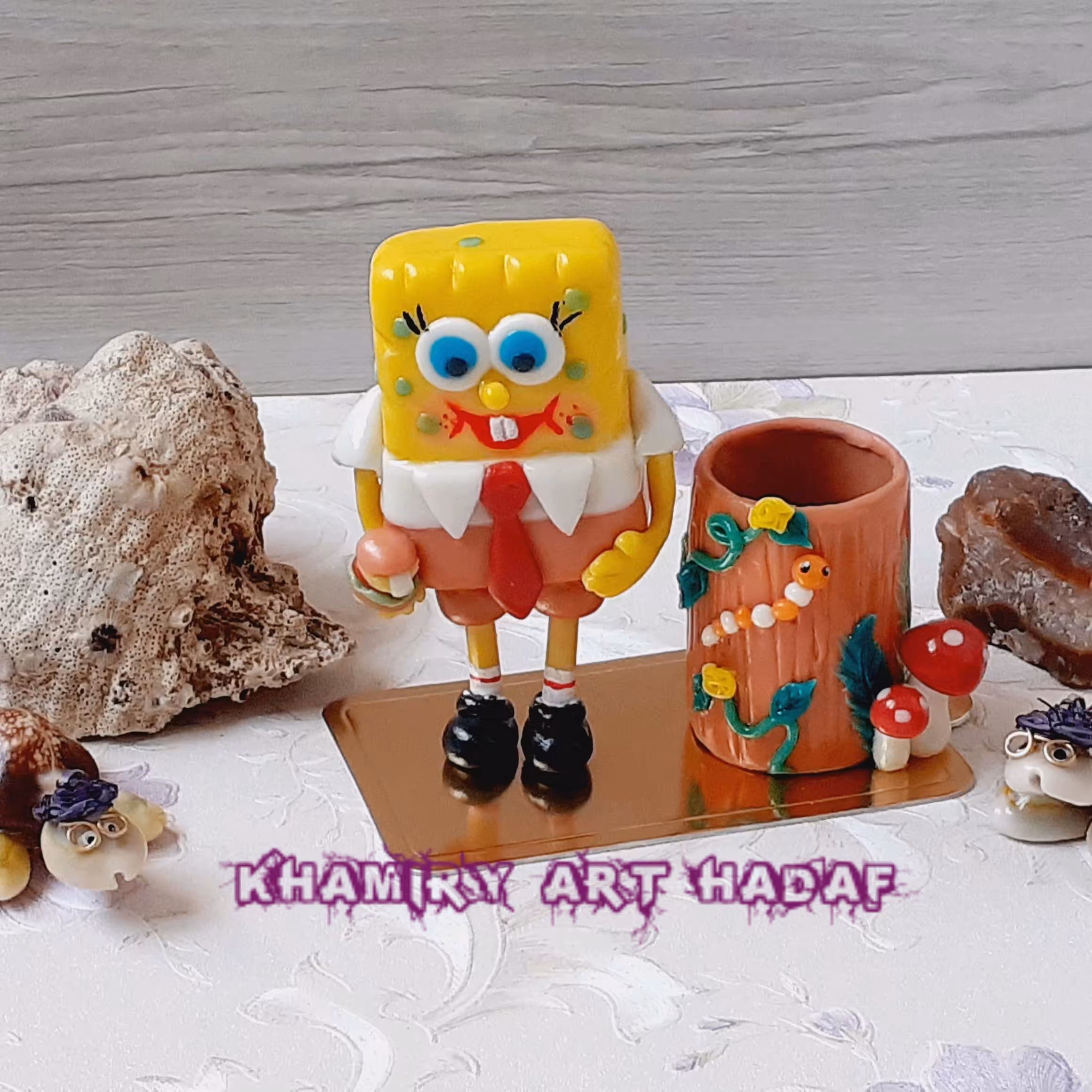 ظرف خلال دندان خمیری طرح باب اسفنجی کاملا دستساز 