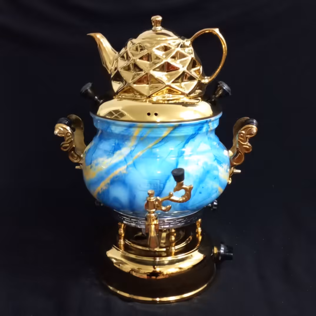 سماور 6 لیتری ترموکوبل دار آبی