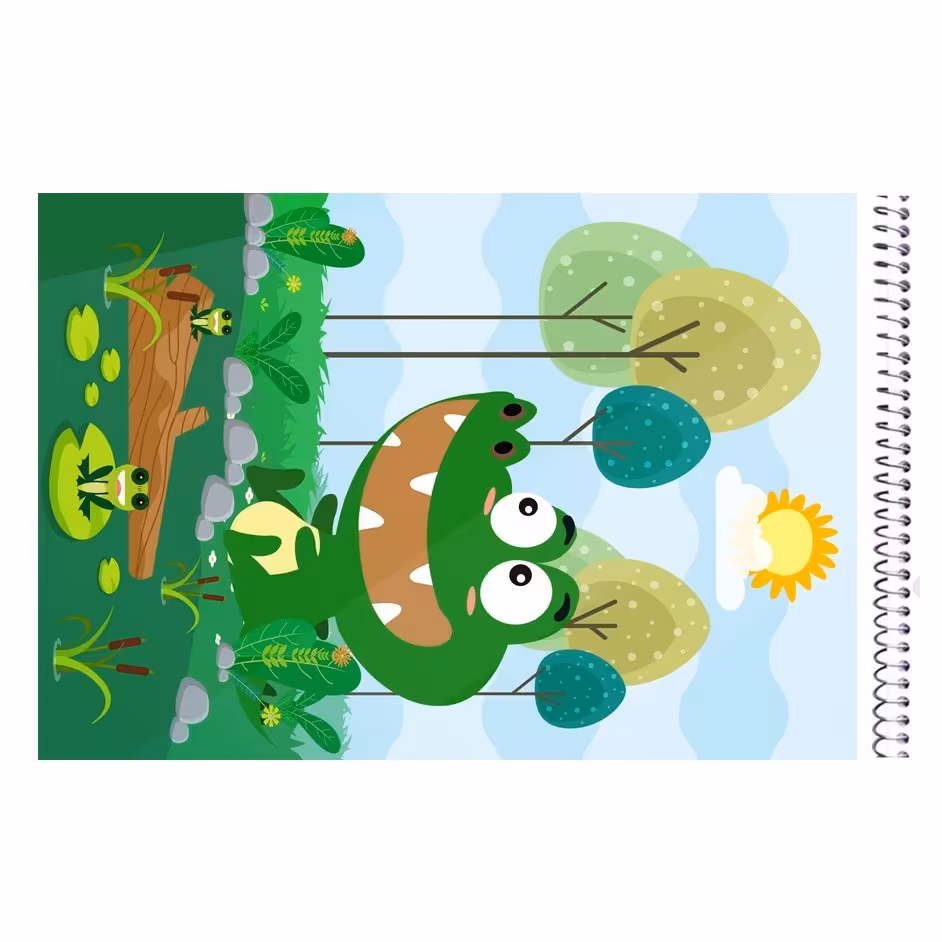 دفتر نقاشی کودکانه فانتزی طرح بچه تمساح   کد 29، فنری از بالا، 40 برگ سایز A5