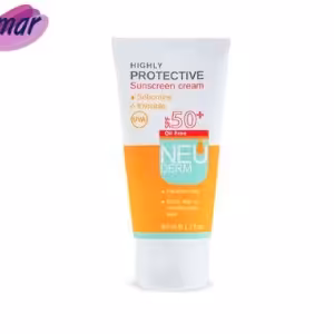 کرم ضد آفتاب نئودرم بی رنگ فاقد چربی مناسب پوست چرب و مختلط SPF50