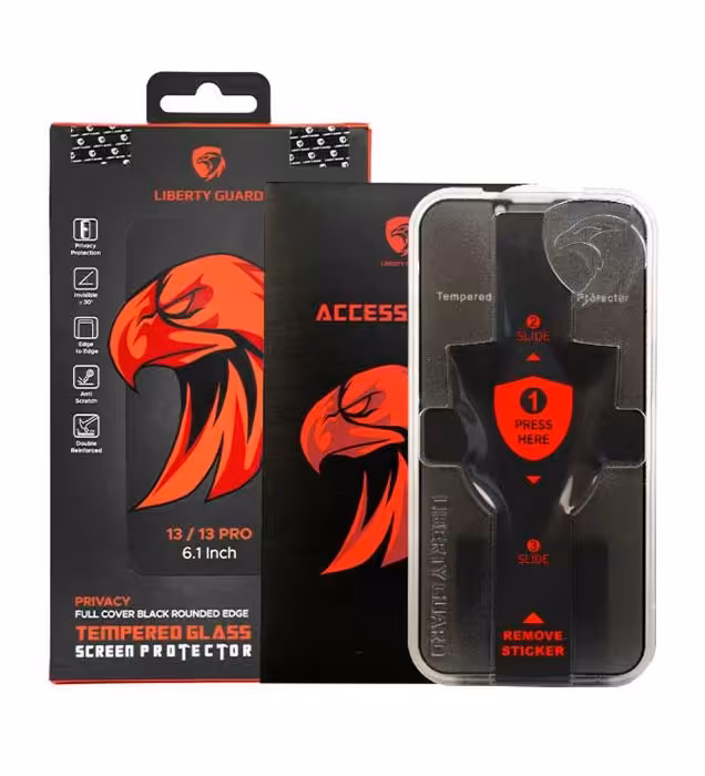 گلس گوشی اپل آیفون 13/13Pro لیبرتی مدل حریم خصوصی با شابلون