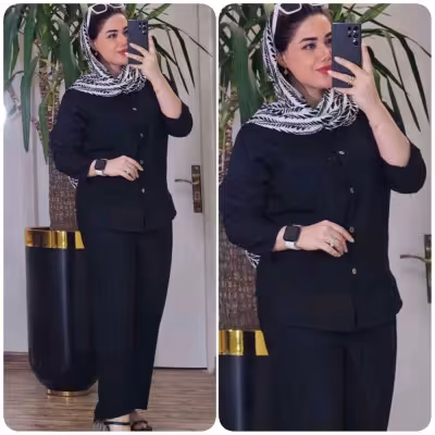 مانتو شلوار زنانه شانتون مدل مانتو شلوار جنس بابوس نخ مدل نفس