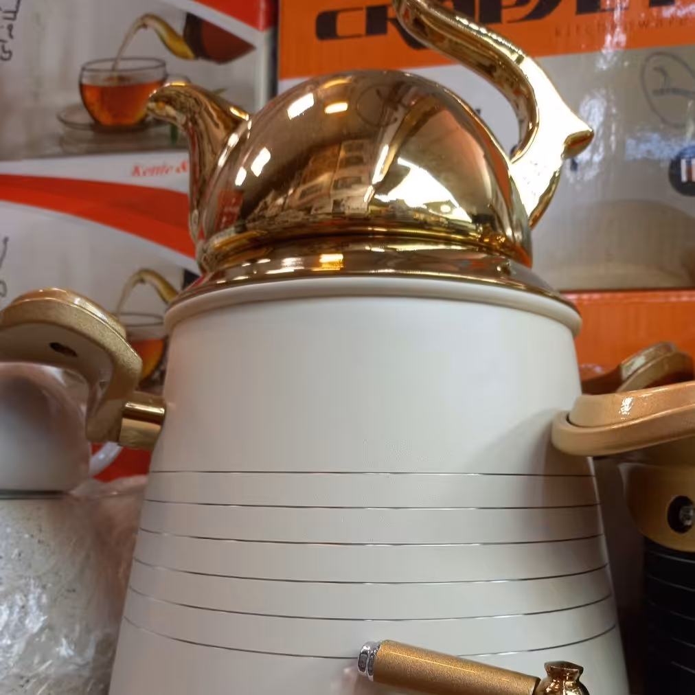 کتری وقوری هرمی خط دار رنگی کروپ ست مدل811