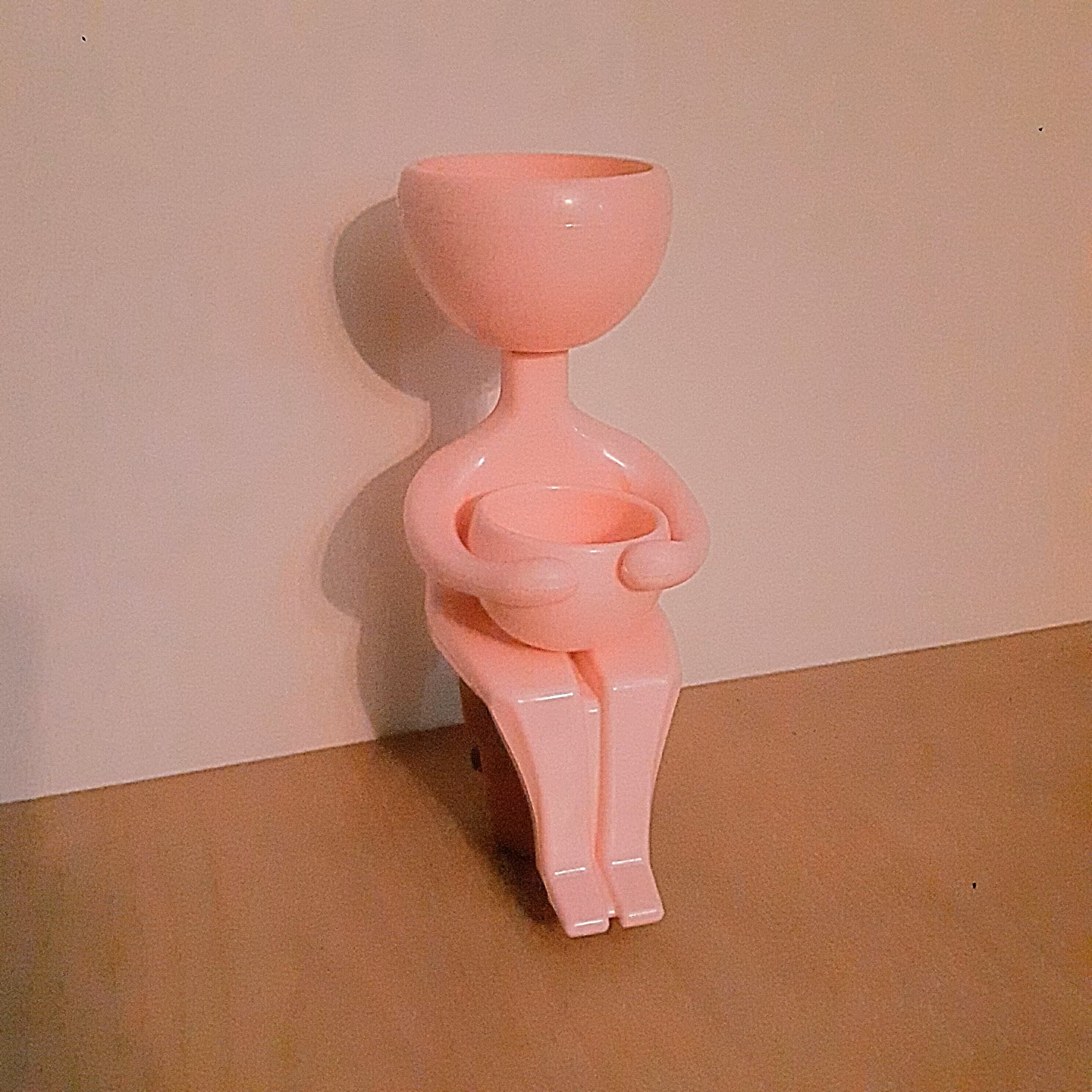 گلدان پلاستیکی 2 عددی طرح مادر رنگ صورتی