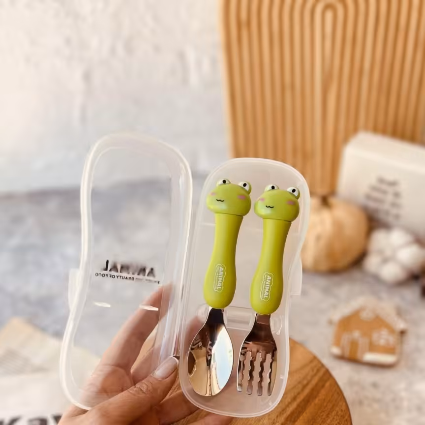 قاشق چنگال کودک قورباغه قاشق چنگال قورباغه 