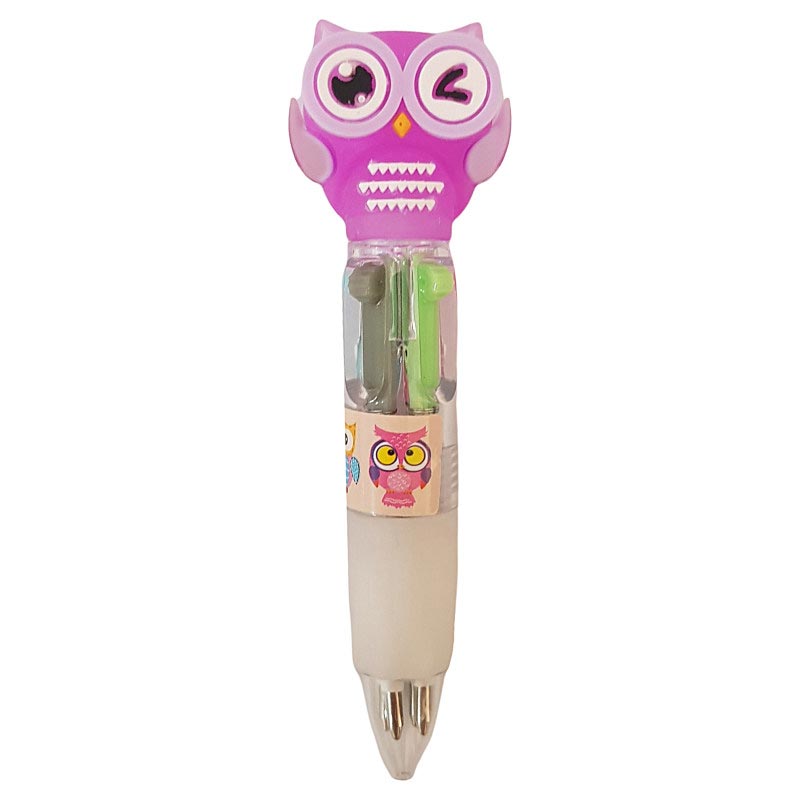 خرید خودکار 4 رنگ فانتزی سیلیکونی طرح جغد مینی کد E-556A
