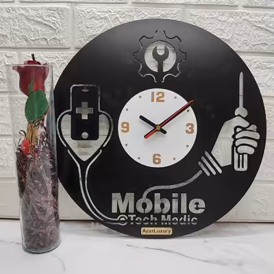 ساعت دیواری آذرلاکچری طرح موبایل فروشی کد Mob01