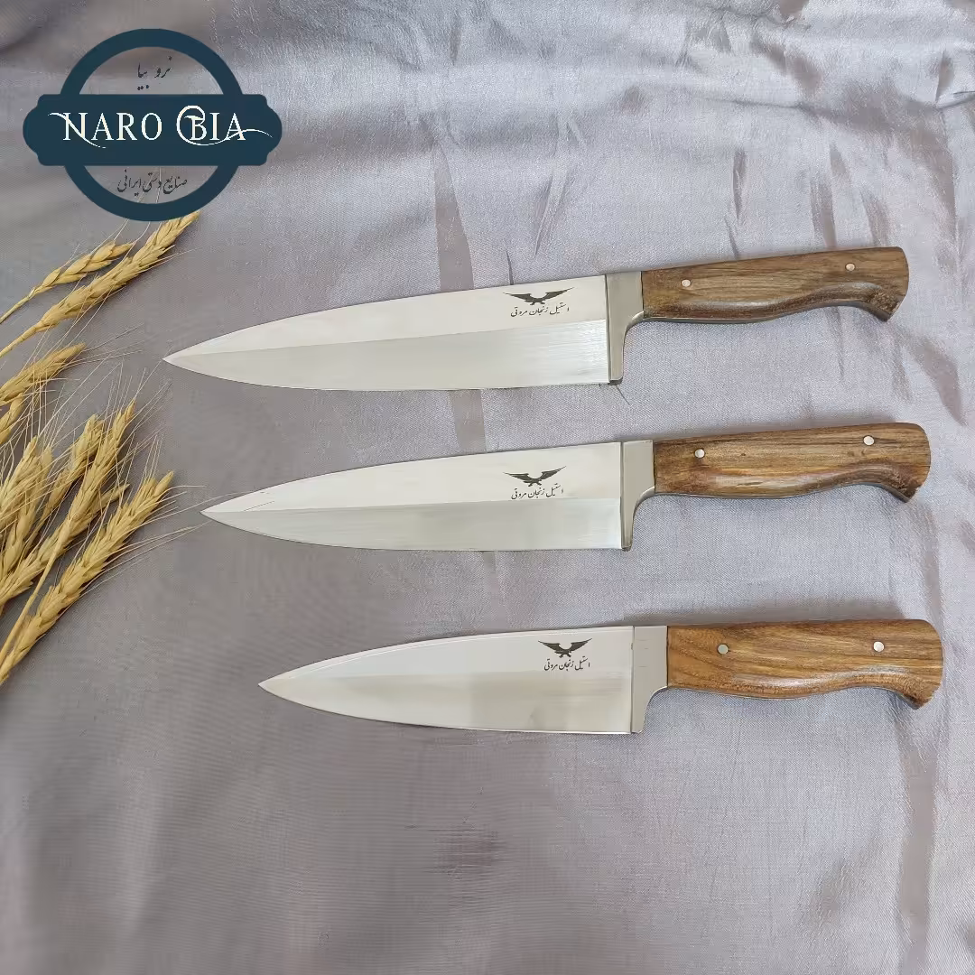 چاقو آشپزخانه  فولاد استیل ست سه تایی استاد مروتی زنجانی