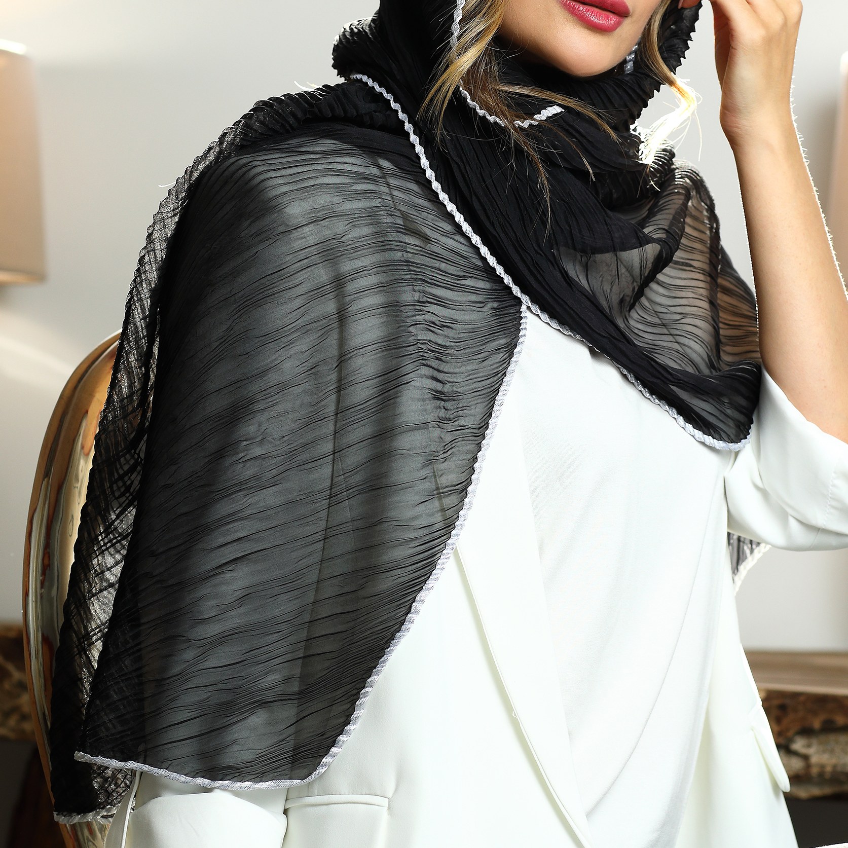 شال پلیسه حاشیه دار 2 کد 106