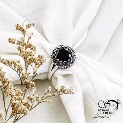 انگشتر نقره با سنگ اونیکس عیار925 کد 13869