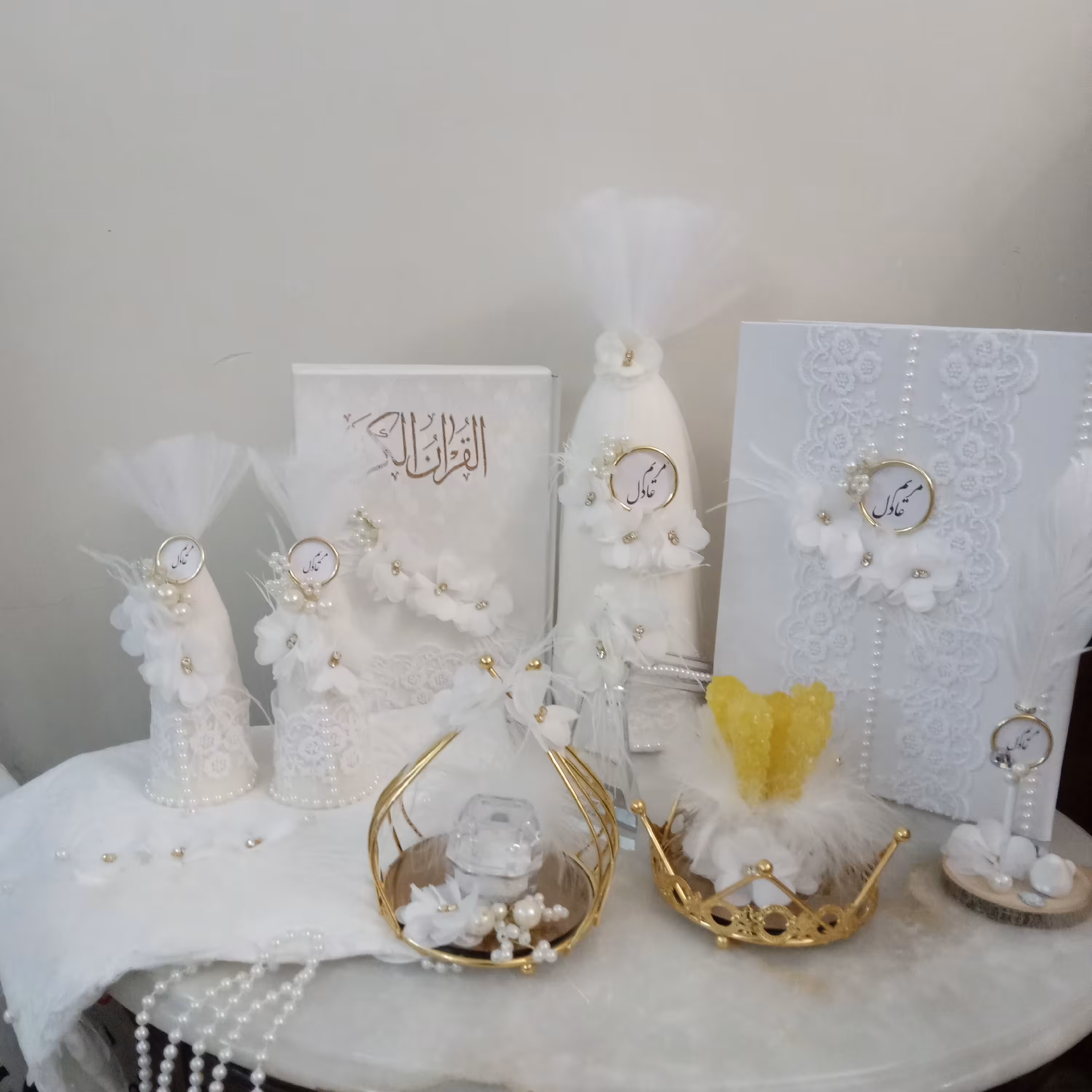 ست  10 تکه  بله برون  طرح سپید