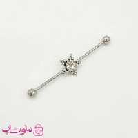 پیرسینگ گوش نگیندار نقره ای استیل کد 891