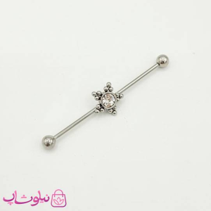 پیرسینگ گوش نگیندار نقره ای استیل کد 891